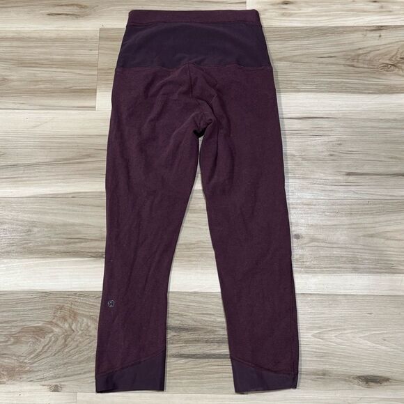 Lululemon Mesh Cropped Maroon Leggings Women’s 6 - Picture 1 of 3